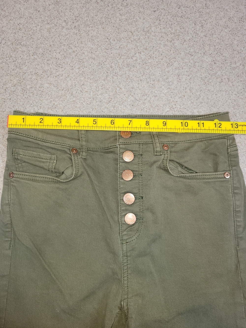 LOFT High-Rise Skinny Button Fly Green Denim Jeans Size 24 Cotton Stretch - Picture 4 of 12